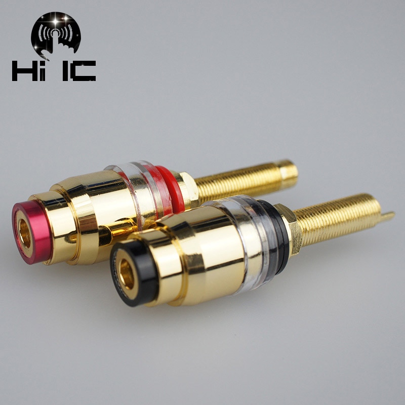 1 coppia di Rame Placcato Oro di Coppia Terminali Connettore Nero Rosso HiFi Amplificatore Terminal Binding Post Speaker