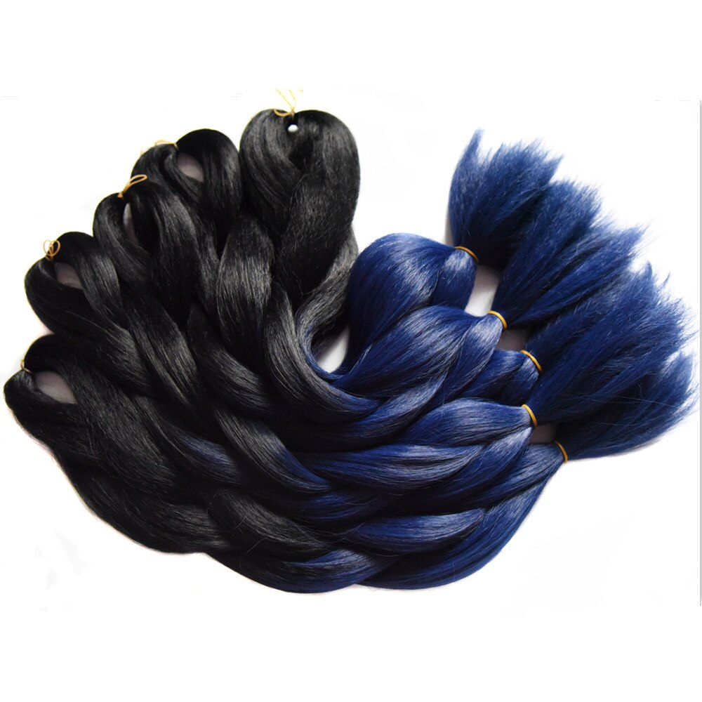 Sallyhair 24inch Ombre 3 Tone Black Purple Silver Grey Color Synthetic Braiding Hair Extension Colored Bulk Hair: #118