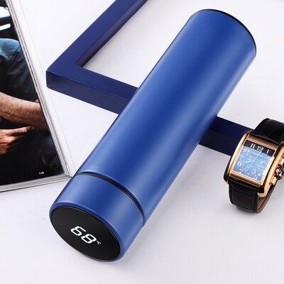 Mode Smart Mok Temperatuur Display Rvs Water Thermische Fles Met LCD Touch Screen Waterdichte Cup: T5 blue
