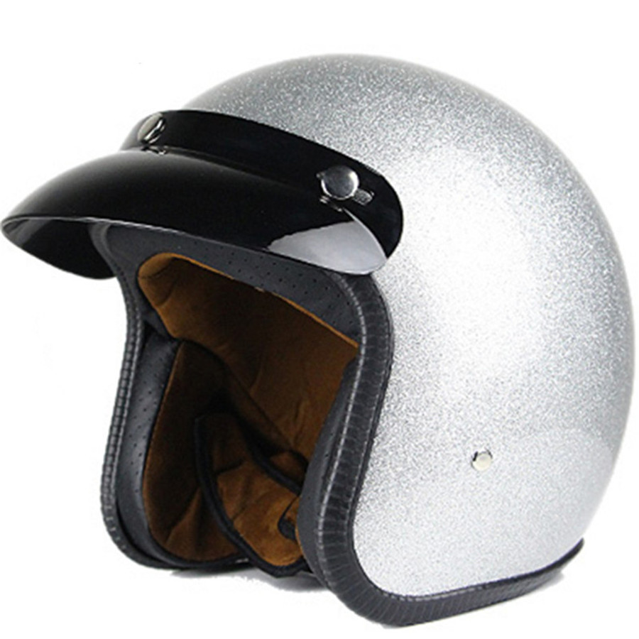 Kiiltoa pinkki vintage moottoripyörä kypärä open face kypärä piste hyväksytty retro moto casco capacete motociclistas capacete ce: Hopea / S