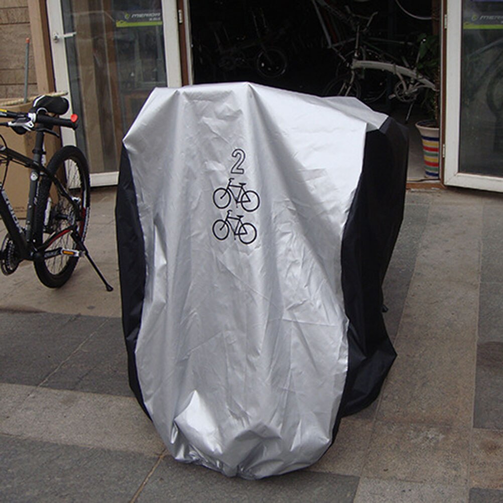 Wasserdicht Bike Abdeckung Doppel 2 Fahrrad Zyklus Roller Regen und Staub Beständig UV Schutz für Bikes (Silber und Schwarz, M, Zwei Bik