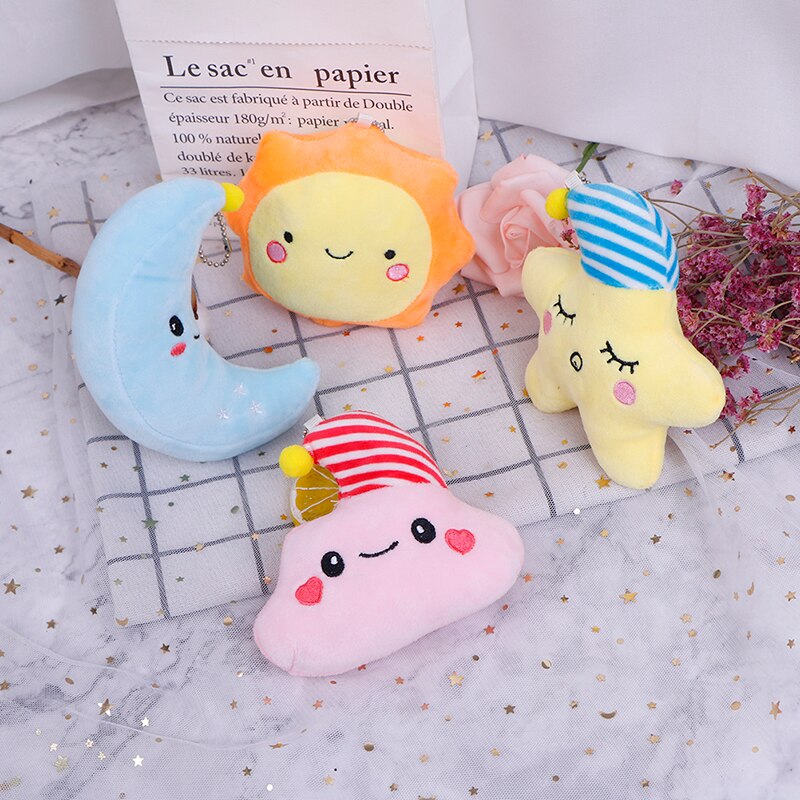 1PC dessin animé étoile lune soleil blanc nuage peluche pendentif doux jouets en peluche pour Bbay