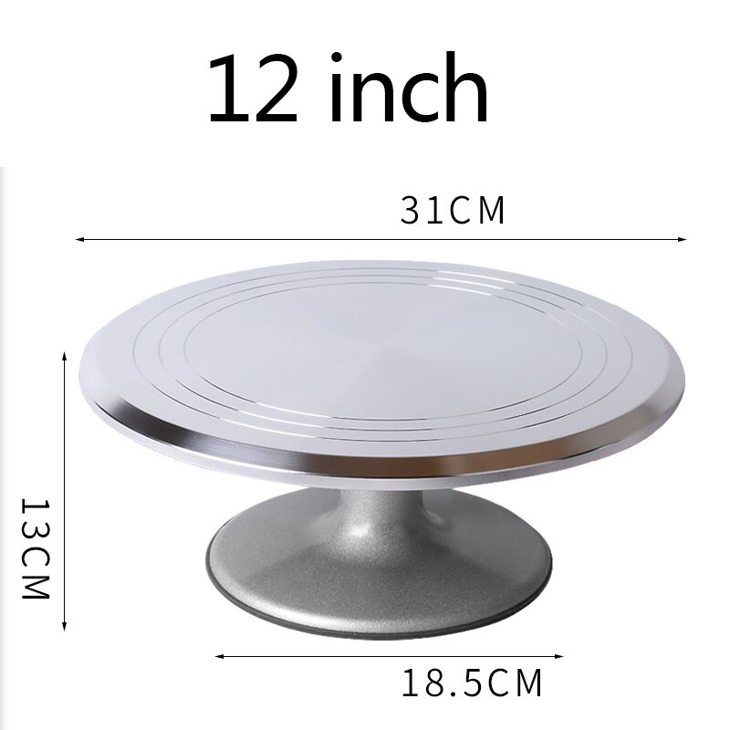 8-12 Inch High Cake Turntable Platform Aluminum Alloy Rotating Baking Stand Decorating Tools Mould Scale Maker Dessert: 12 inch