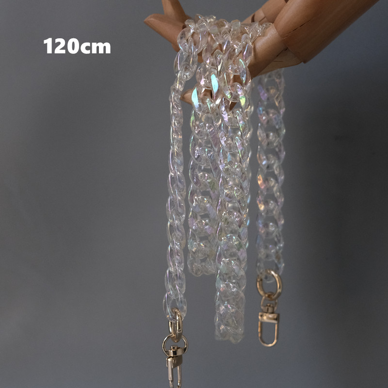 Nouvelle femme sac à main accessoires pièces chaîne lumière Transparent acrylique résine chaîne de luxe sangle femmes épaule chaîne d'embrayage: 120cm