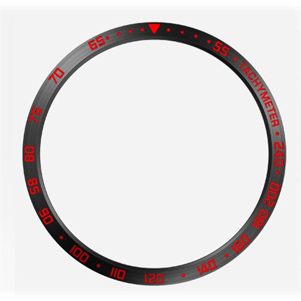 Obudowa ze stali nierdzewnej smartwatch do Samsung Galaxy Watch 3 45mm 41mm tarcza Bezel pierścień samoprzylepna ochrona przed zarysowaniem metalowa obudowa: E black red / Galaxy Watch3 41mm