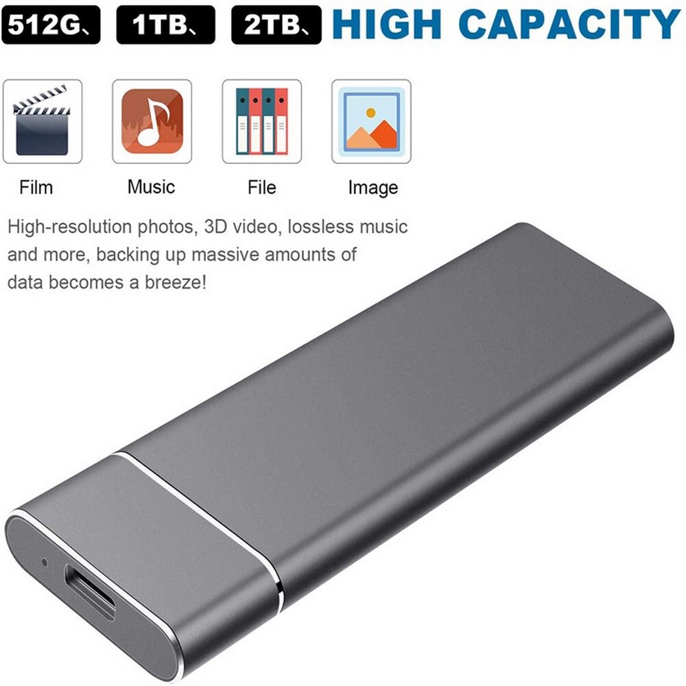 USB 3.0 2TB SSD External Hard Drive Hard Disk for Desktop Mobile Laptop Computer 3600rpm Speed Storage Memory Stick
