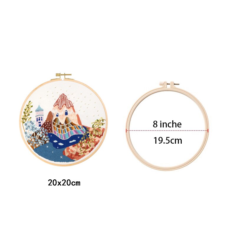 Kits de bordado de patrones de paisajes, manualidades DIY, aro de bordado, paquete de Material para principiantes, suministros de costura de punto de cruz bordado
