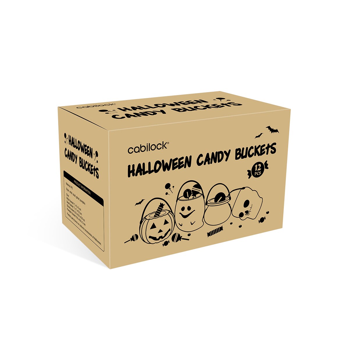 2pcs Halloween Candy Buckets Trick Or Treat Candy Pots Snack Buckets Party Holder Halloween Candy Pot Ornament Skull Witch Toy