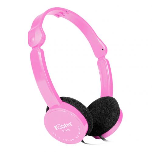 Intrekbare opvouwbare over-ear hoofdtelefoon met microfoon stereobas voor kinderen: Roze
