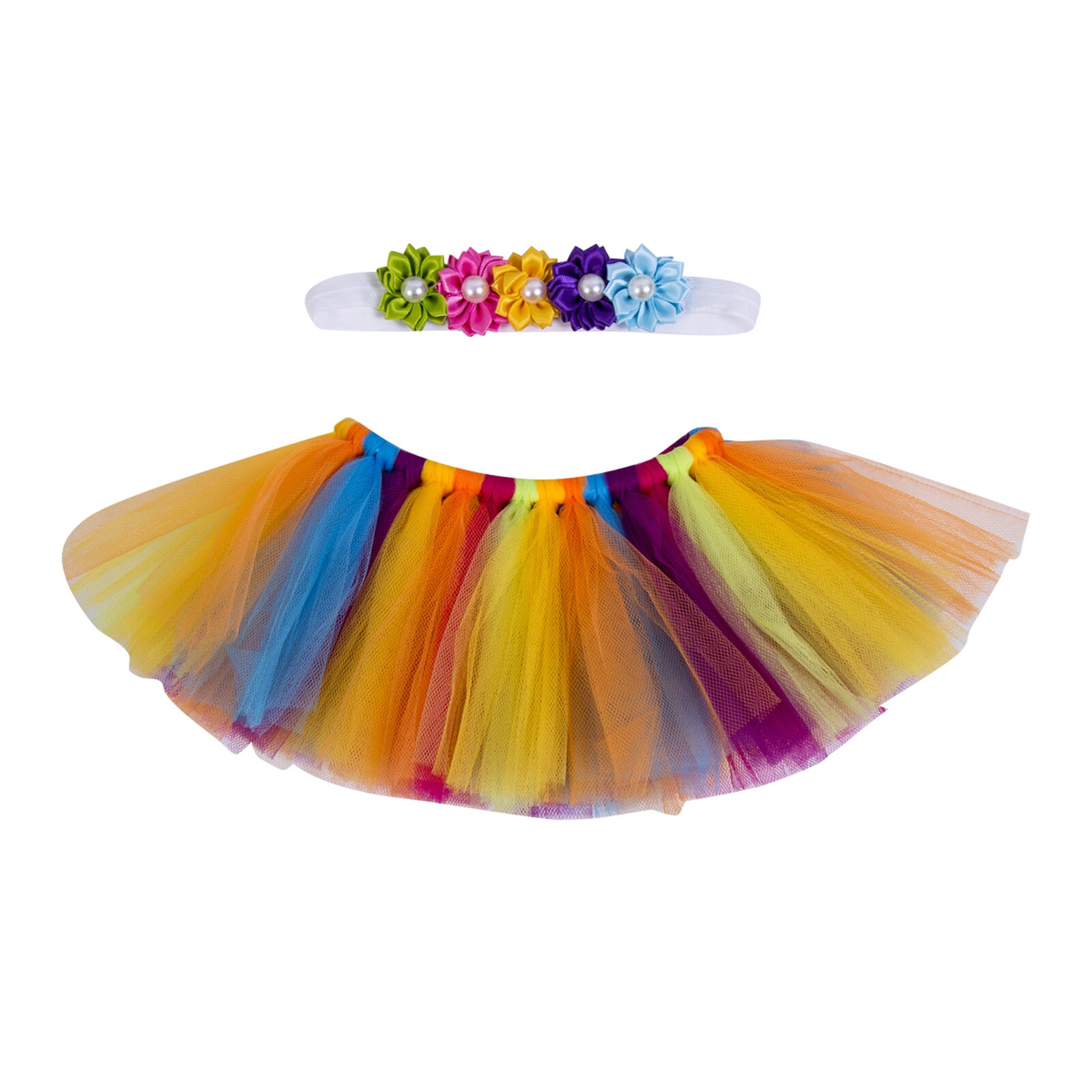 0-3 mesi 2 pezzi neonati servizio fotografico puntelli gonna corta filato multicolore + abito fascia per capelli floreale per neonate ragazzi vendita calda