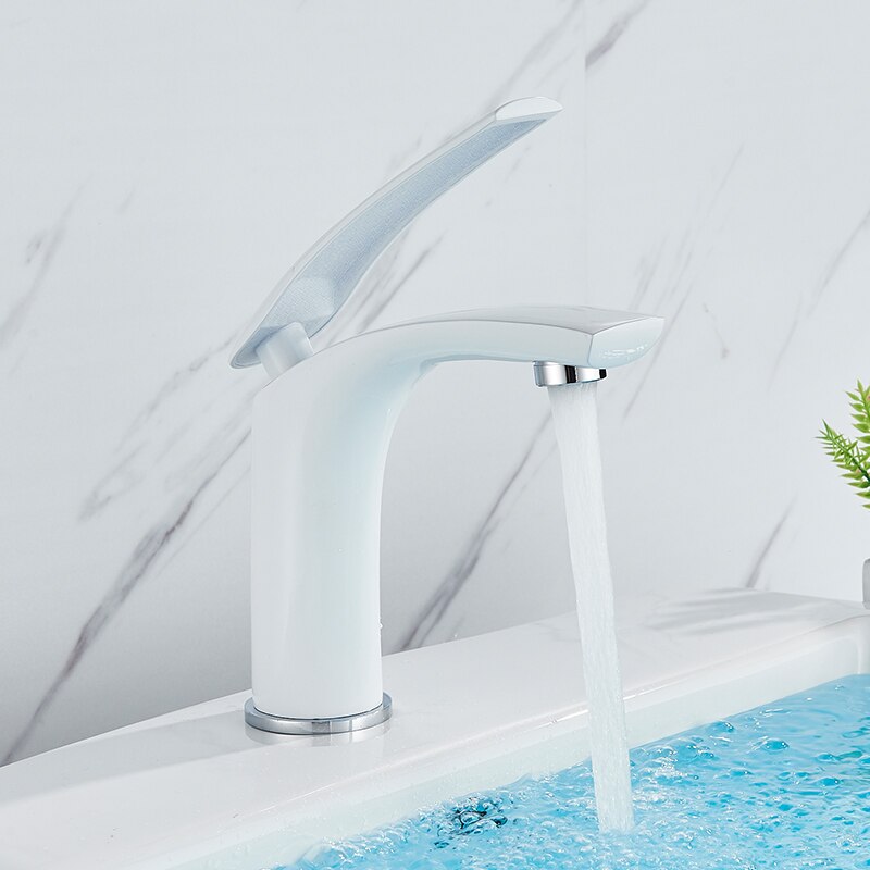 Witte Badkamer Basin Wastafel Kraan Badrandcombinaties Warm Koud Water Mengkraan Enkele Handgreep Europa Stijl Kranen Robinet Crane