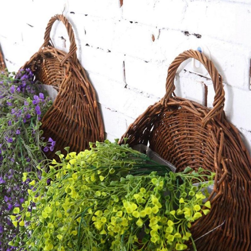 Wicker Rattan Flowers Hanging Baskets Vine Pot Planter Hanging Vase Container Wall Plant Baskets for Garden Hanging Baskets