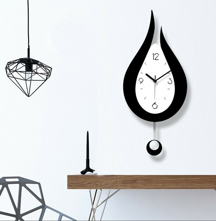 DIY Water Swingable Large Wall Clocks Modern Silent Punch-free Quartz Wall Stickers Clock Home Decor
