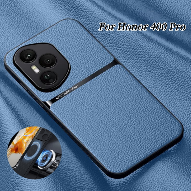 Luxury leather case for honor 400 pro 5g , magnetic car mount phone cover for honor 400 5g 400 case