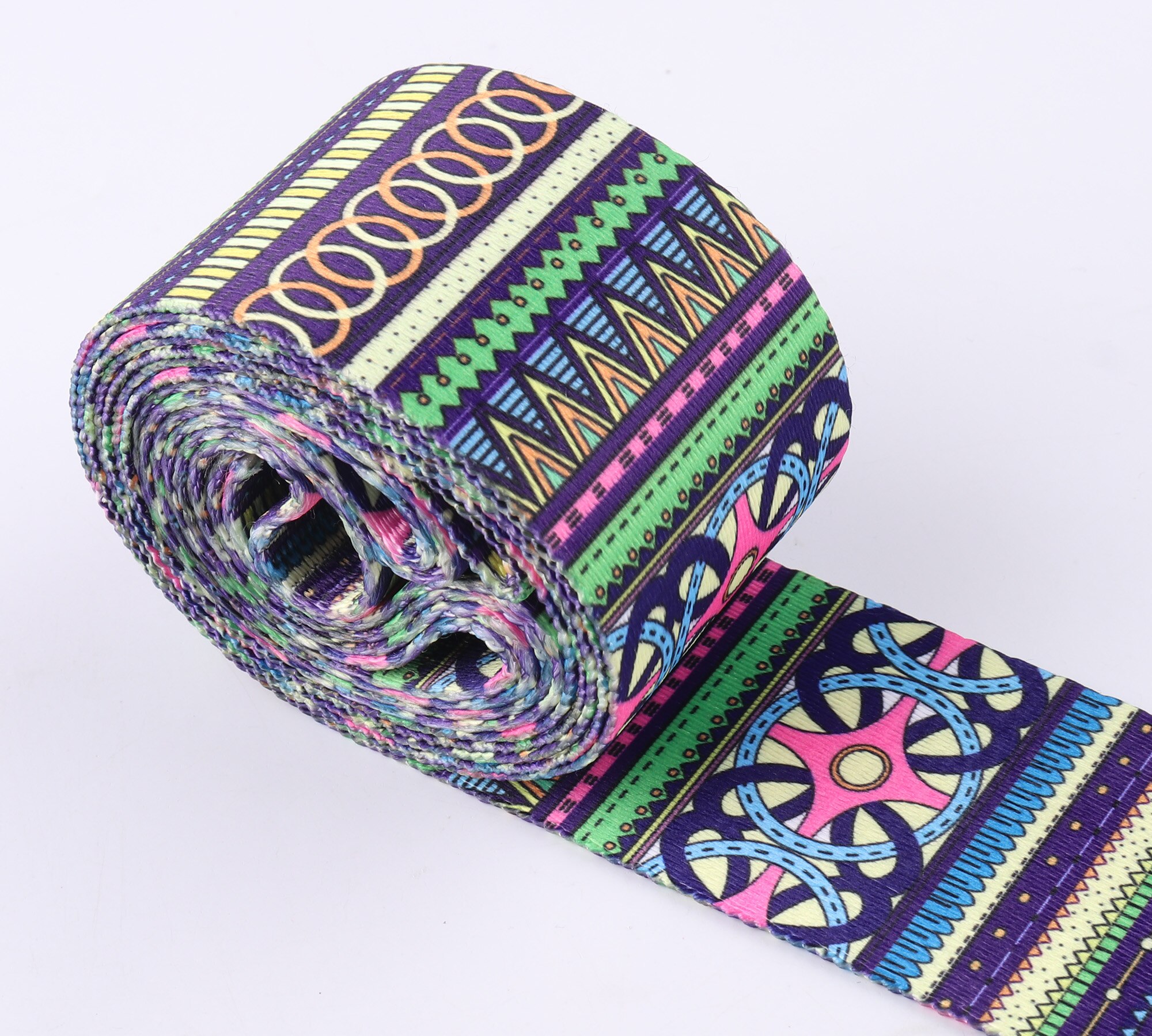 Bløde bånd stropper 3 yards 50mm farverige stribe nylon bånd snor til bagage / totes bælterem håndtaske rem hundehalsbånd: H