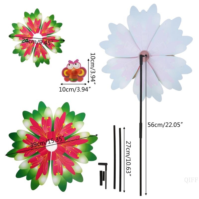 Wind Spinner Drie Lagen Zonnebloem Outdoor Tuin Decoratie Windmolen Pinwheel Kinderen Kinderen Speelgoed Cartoon Grappig