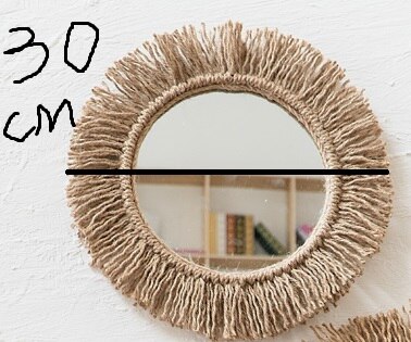 Corda di canapa intrecciata specchio nordico retrò arte specchio circolare fatto a mano in famiglia soggiorno decorazione caffetteria boho arredamento: 30cm