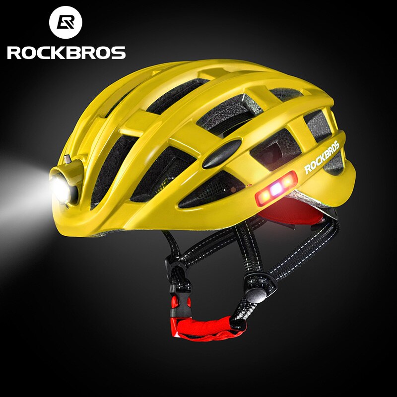 ROCKBROS Fahrrad Licht Helm Wasserdichte Fahrrad Helm USB Ladung Radfahren Helm Intergrally geformten MTB Straße Fahrrad Zubehör: Gelb
