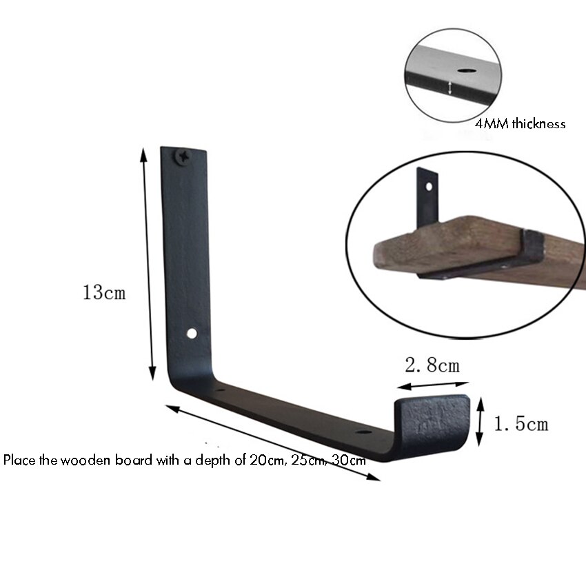 2PCS/Set 4mm Thick Heavy Duty Shelf Brackets - Rustic Modern Farmhouse Iron Metal Wall Floating Brace Support, 20/25/30cm