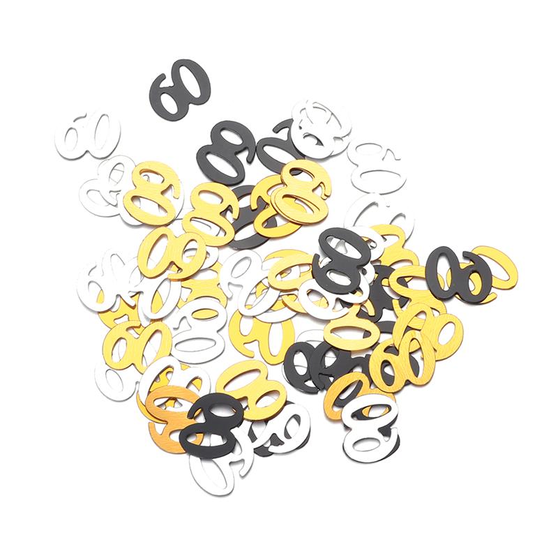 1200pcs Party Decorative Confetti Number 60 Sequins Confetti Party Supplies Table Confetti Decor For Birthday Anniversary A35: Pink