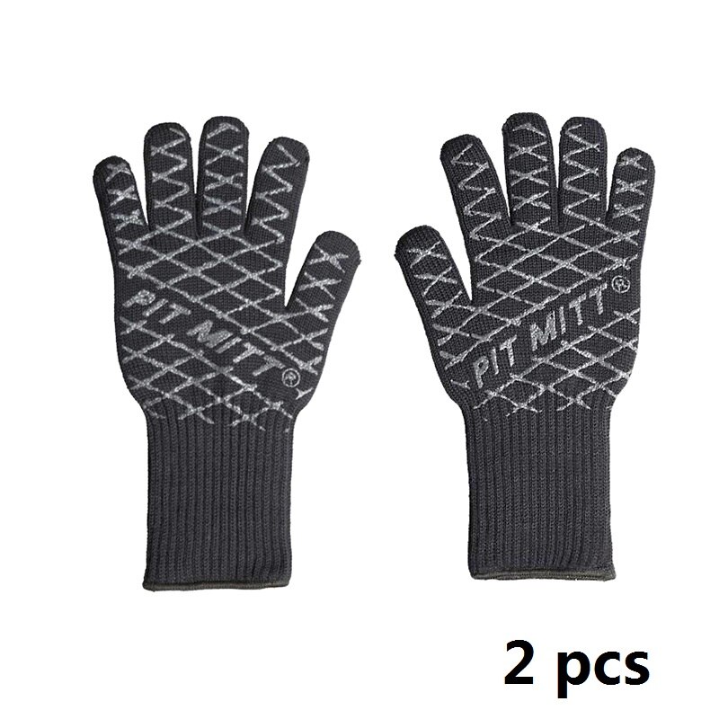 13'' Barbecue Pit Mitt Kitchen Gloves Ultimate Oven Glove Silicone Extreme Heat Resistant Cooking Oven Mitts BBQ Accessories: 2 pcs
