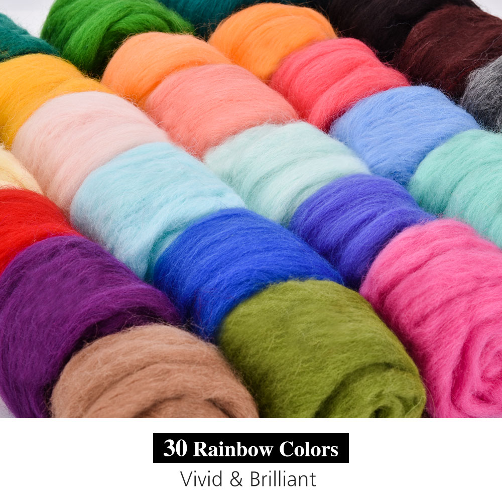 24/30/36/50 farver merino filtning uld toppe blød roving uld fiber til nålefiltning & våd filtning gør-det-selv dukke håndarbejde håndlavet