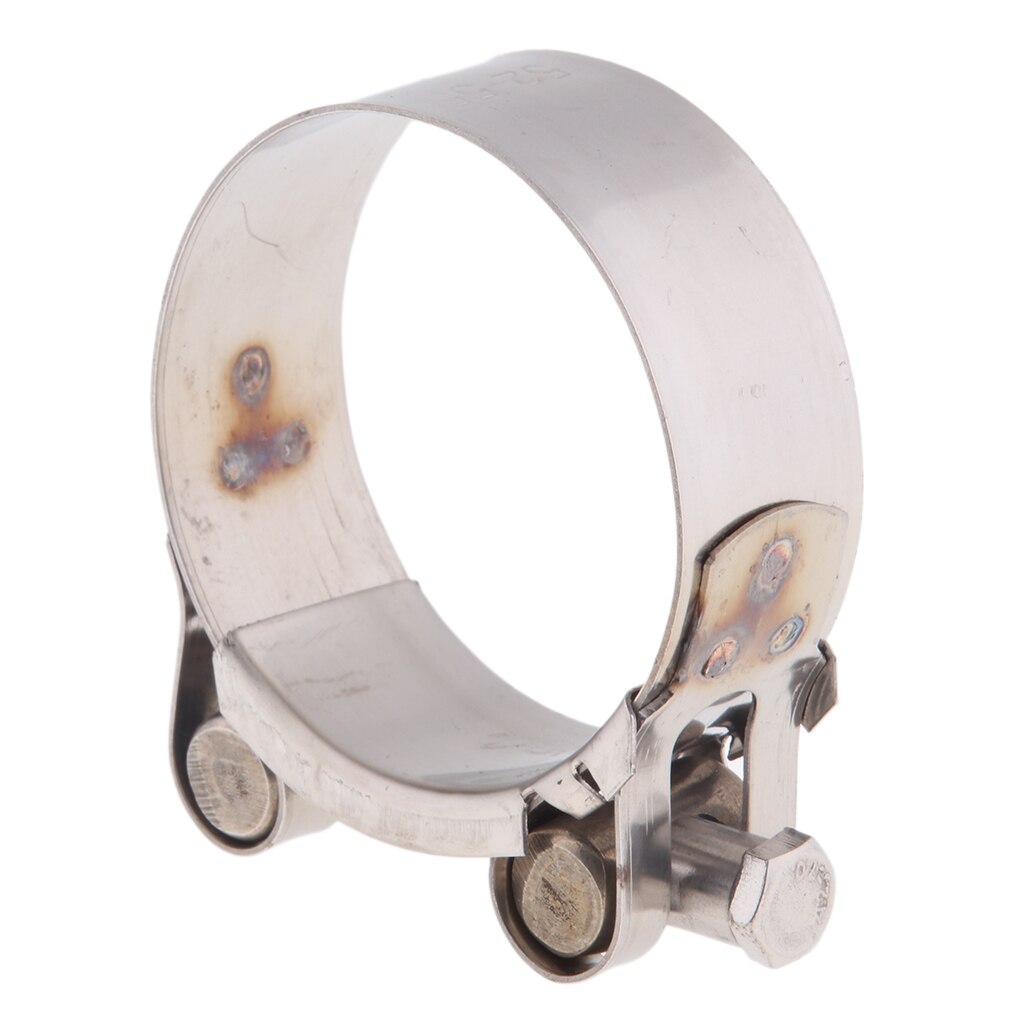 Abrazadera de tubo de escape de acero inoxidable para motocicleta, accesorio de alta resistencia para silenciador tipo deslizante, 32-55mm: 52-55mm