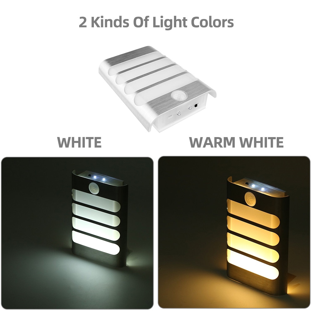 Sensor Nachtlampje LED batterij bedienen Draadloze PIR Infrarood Motion Sensor Wandlamp Auto On/Off voor Hal Toegang trappen
