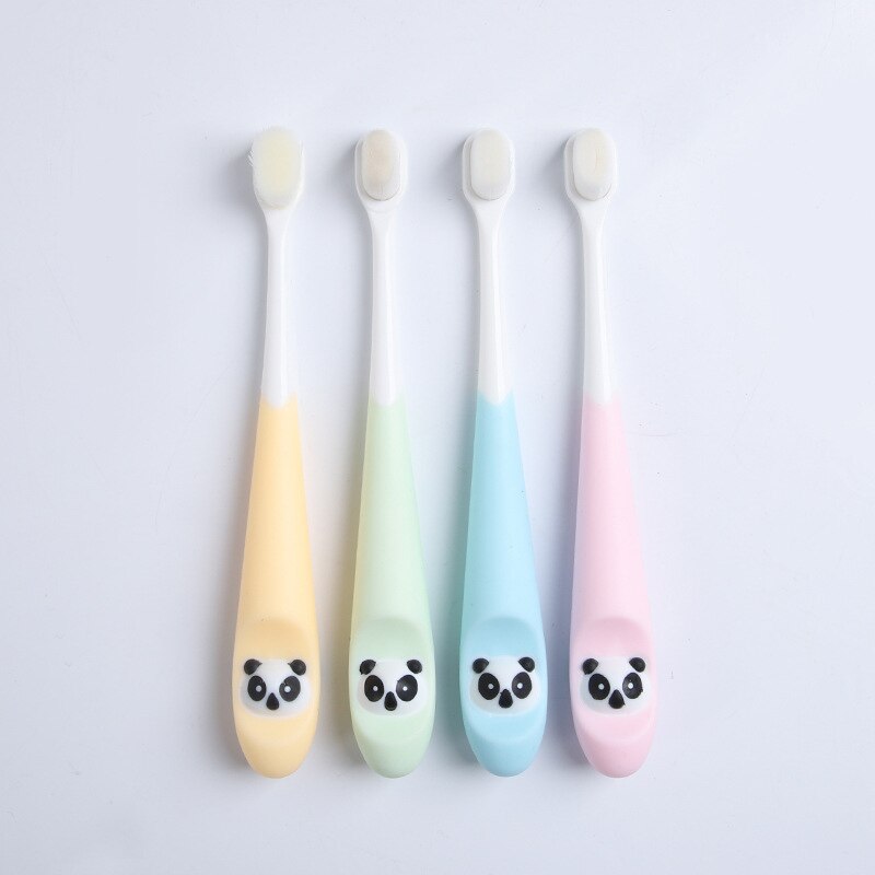Brosse à dents pour enfants, 4 pièces, motif Panda coloré, brosse douce, soins dentaires, toilette, nettoyage des dents