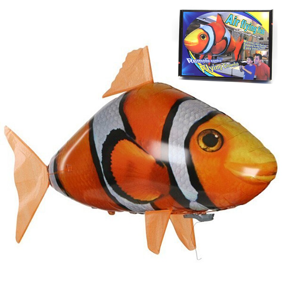 Juguetes de tiburón con Control remoto para niños, globos de animales voladores infrarrojos, juguete de pez payaso para niños, de Navidad, decoración: Air Swim A Orange
