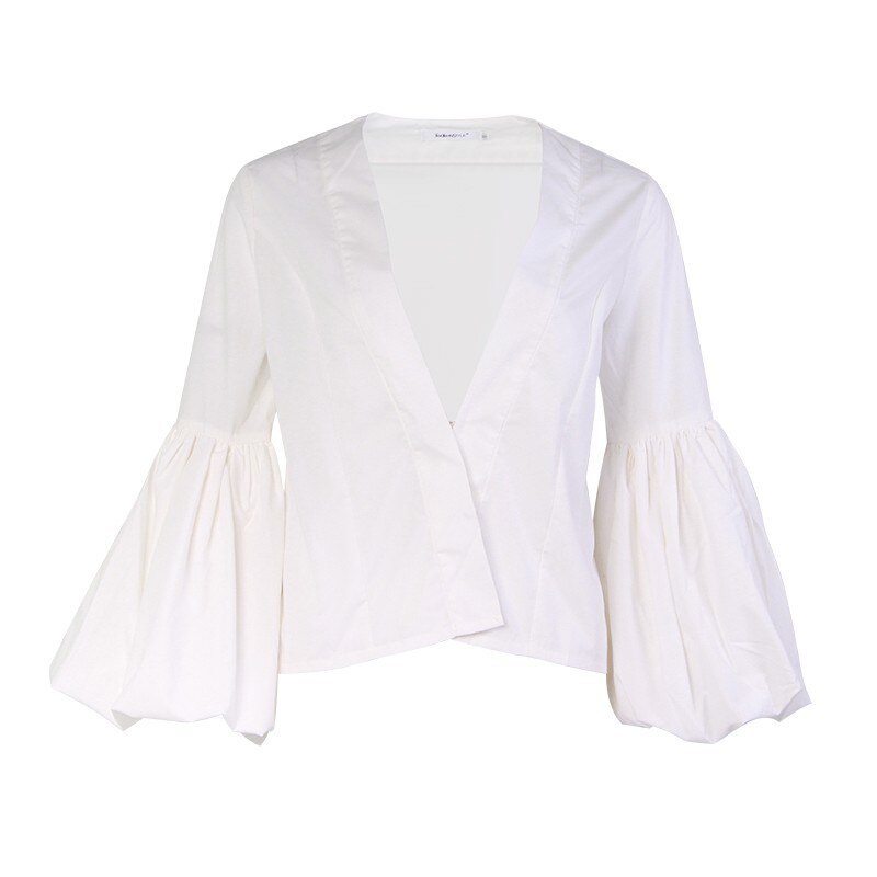 Blusa Moda Mujer Con Cuello En V Elegante Manga Abombada | Meses Sin