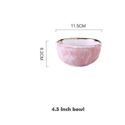 Plato cerámico rosa de mármol, 1 Uds., plato para comida, arroz, ensalada, fideos, Bol, sopa, plato de porcelana, juegos de vajilla, herramienta de cocina: Small Bowl