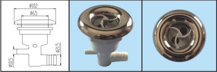 Spa & pool 4 " spa-dyser plast/ss med dobbelthuls roterende dyse