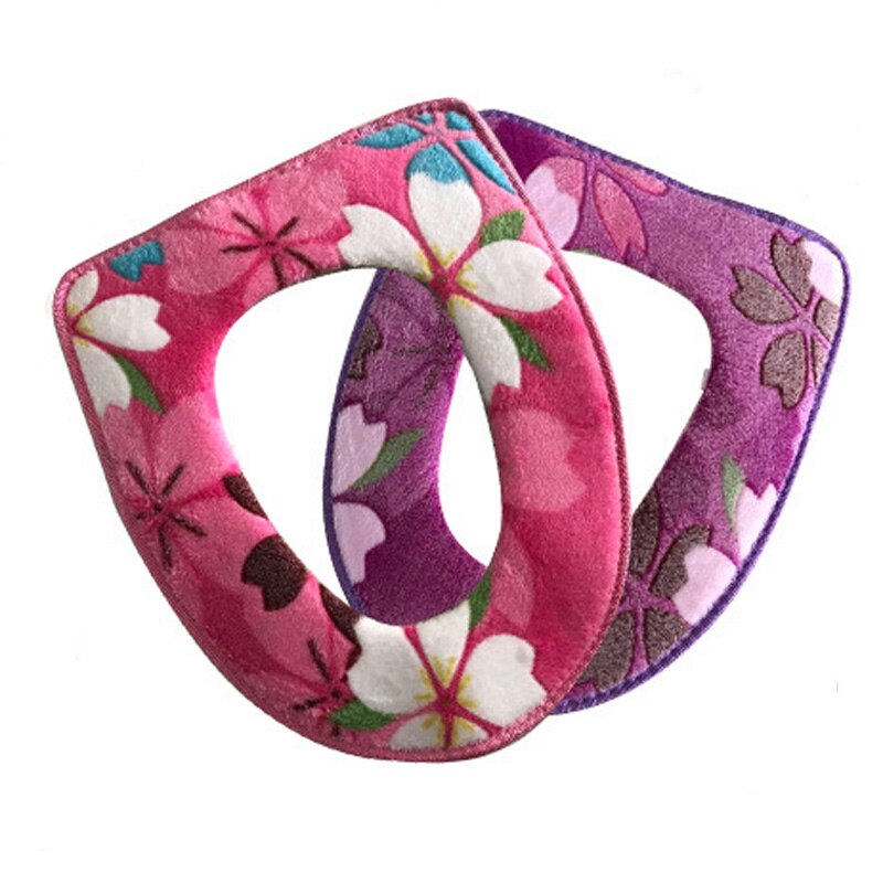 Estampado Floral cálido cómodo Coral terciopelo asiento cubre Pedestal Pan almohadillas decoración de baño 4 opciones de Color