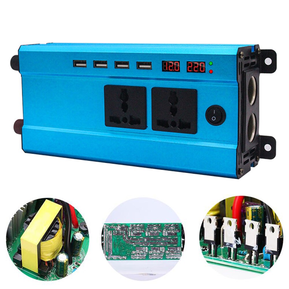 1200W Digitale Display Auto Omvormer Lader Dc Naar Ac Converter Met 4 Usb Automobiel Elektrische Accessoires
