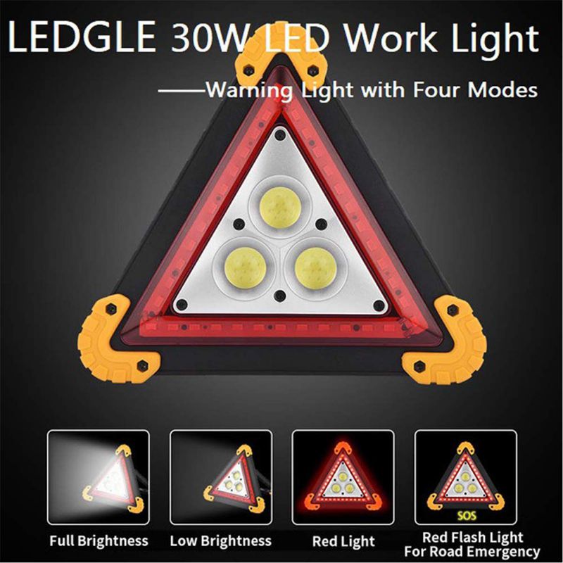 Warning Triangle LED Work Light Rechargeable With Power Bank Function Hazard Light Super Bright Floodlight