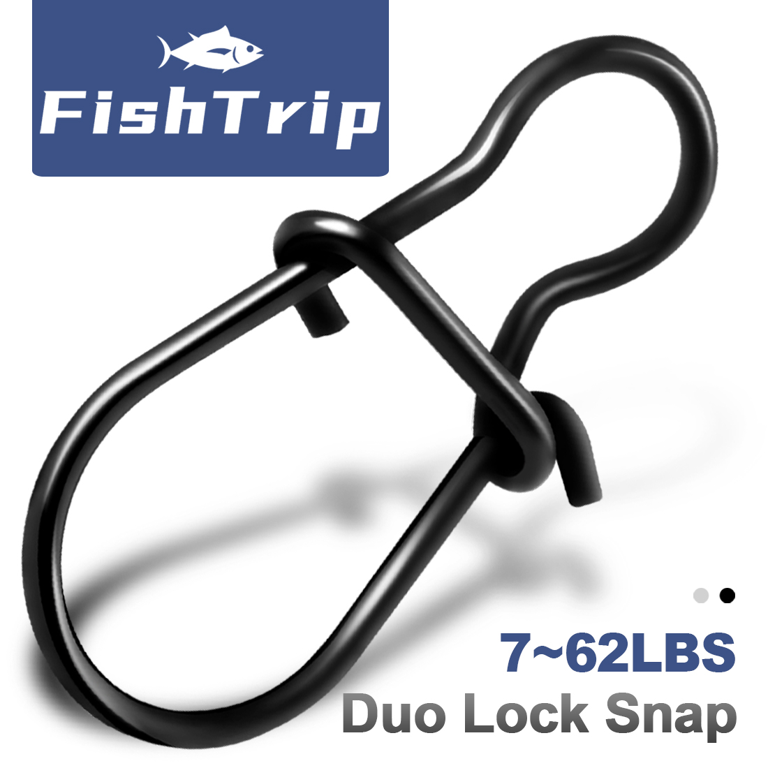 FishTrip Fishing Snap Matte Duo Lock Snap with Carabiner Fishing Connector Stainless Steel Frosted Surface Terminal Tackle