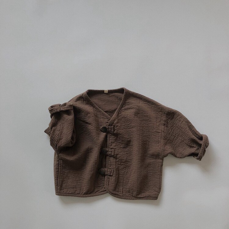 Kinderen Dragen Lente Herfst Jas Meisjes En Jongens Casual Idyllische Stijl Japanse Retro Knop Vest Casual Koreaanse Jas: coffee / 6T