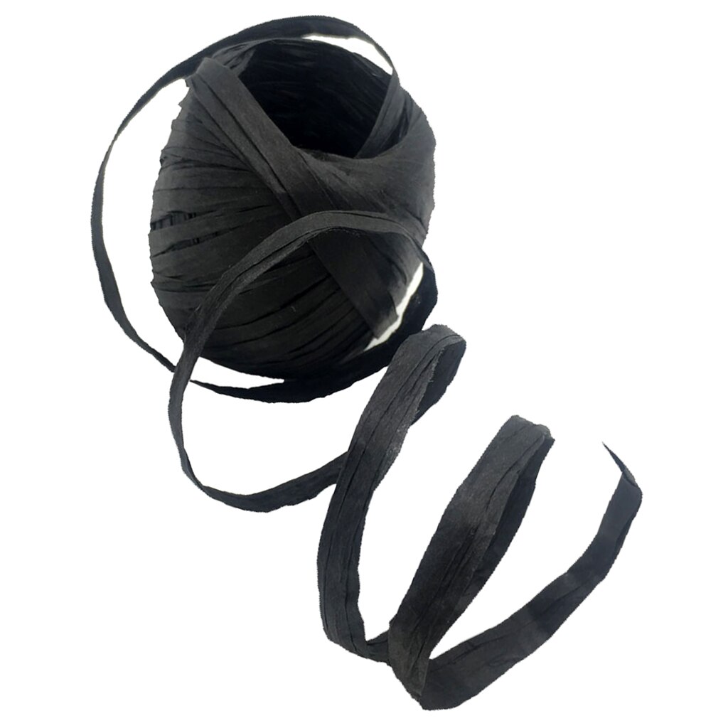 Raffia papier lint touw touw  ,1 rollen raffia lint/touw , 22 meter per rol, verpakking papier touw voor kerstmis: Zwart