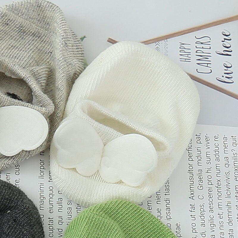 Calzini estivi per bambini calzini corti per bambina in morbido cotone per bambini con suola in gomma calzini antiscivolo per bambini: White / 1-3Y