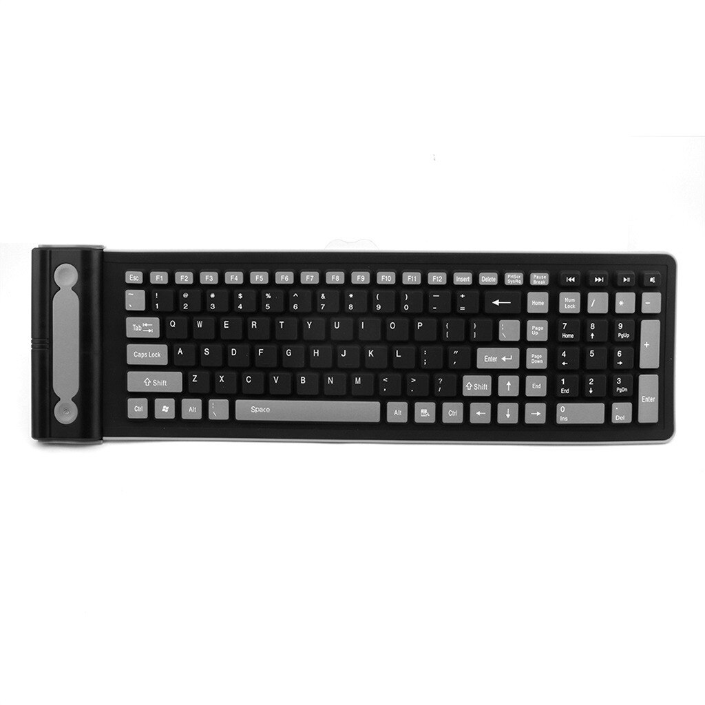 Teclado inalámbrico portátil de 2,4G, Flexible, resistente al agua, de silicona suave, Mini teclado de 107 teclas para ordenador EPULA