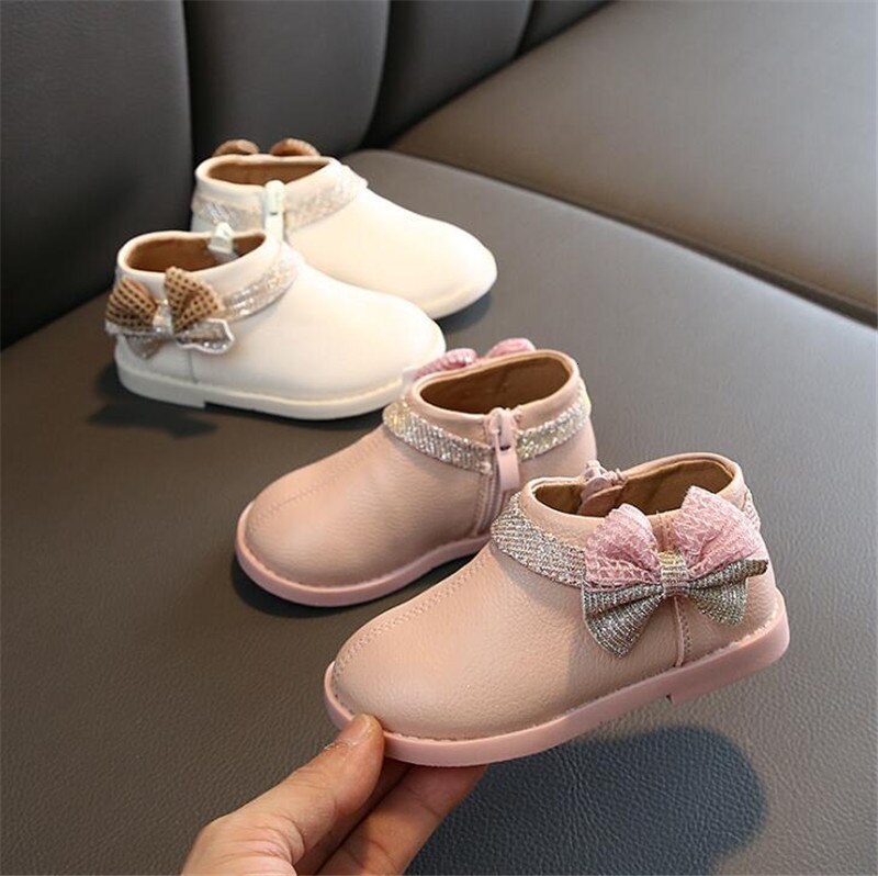 Peuter Meisjes Schoenen Pu Lederen Strik Prinses Schoenen Roze Baby Girl Party Schoenen Beige Baby Kinderen Schoenen 1-6Y