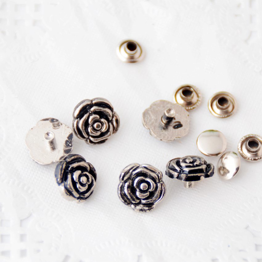 Lot de 30 clous en ton argent fleur | , clous de clous pour vêtements 12mm J3014