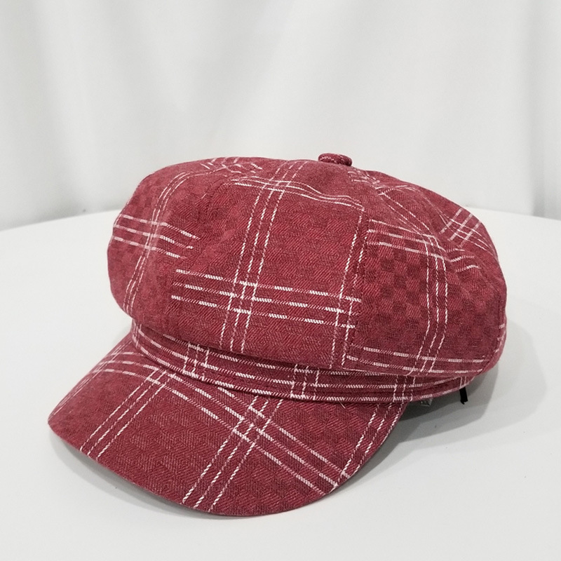 Sqteio winter newsboy cap men beret hat kvinder efterår cap ottekantet cap maleren hat: Rød