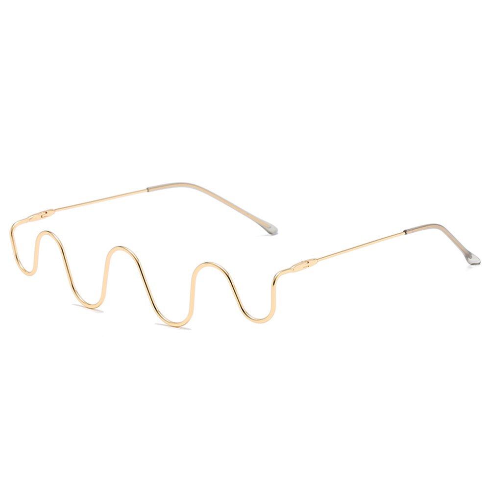 Crystal Diamond Sunglasses Frames Women Wave Frames Eyeglasses For Men Eyewear Decoration Half Frame Glasses: C1Gold