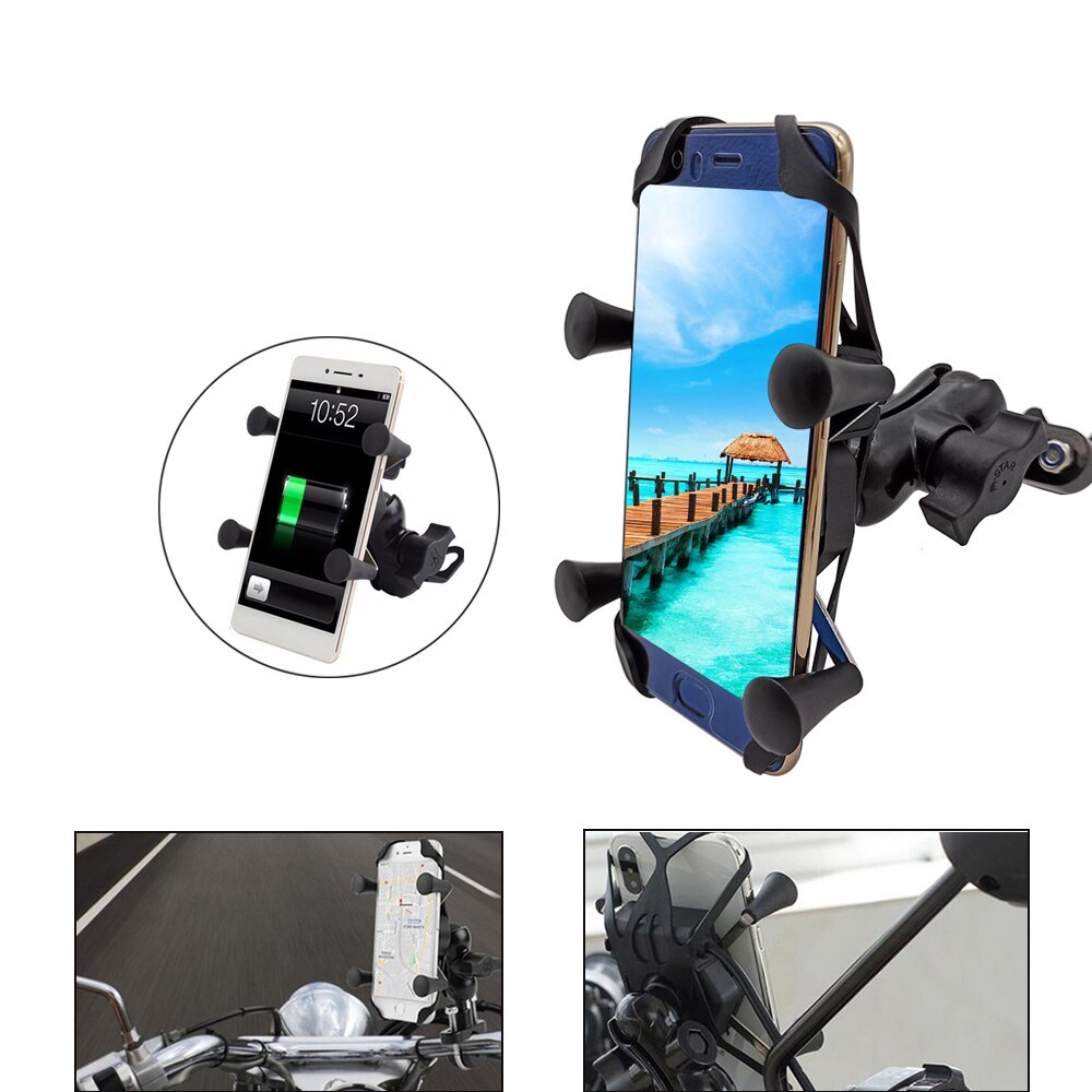 För yamaha xjr 1300 fjr 1300 xjr 1300 400 fjr 1300 xjr 400 motorcykel mobiltelefonhållare med usb -laddare 360 roterbar