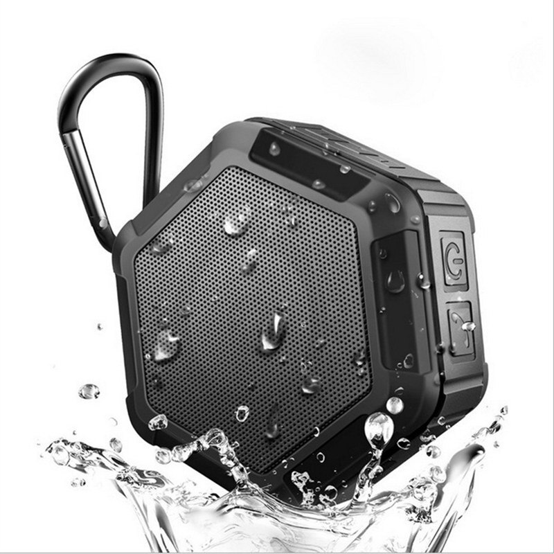 Waterdichte Outdoor Bluetooth Speaker Draagbare Draadloze Subwoofer Luidspreker Douche Fiets Luidsprekers Met Camping Karabijnhaak: Black