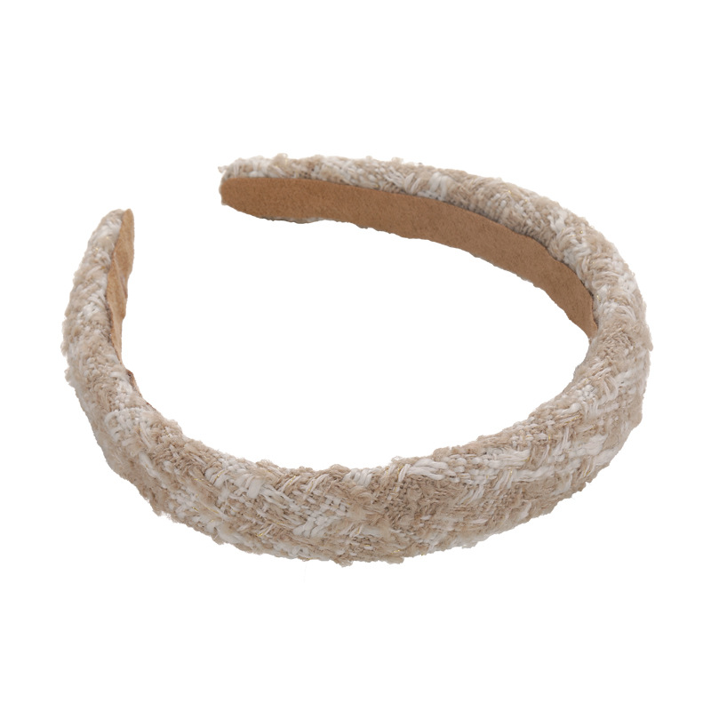 Lattice Tweed Headbands for Women Retro Temperament Hair Bands Solid Sponge Hair Hoop Autumn Winter Hair Accessories