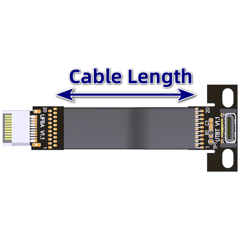 ADT-Cable adaptador de extensión USB 3,2 tipo C hembra a tipo E macho, Cable plano interno USB 3,2, convertidor de USB-C a 19P/20 pines