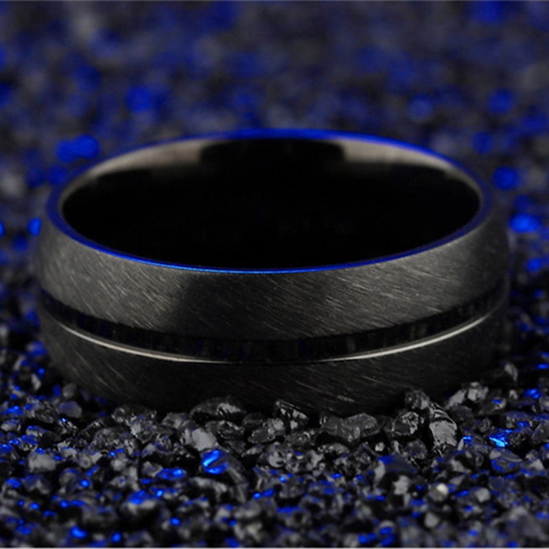 Nueva , anillo negro de Punk Rock, anillo de acero inoxidable para hombre moderno, joyería de boda